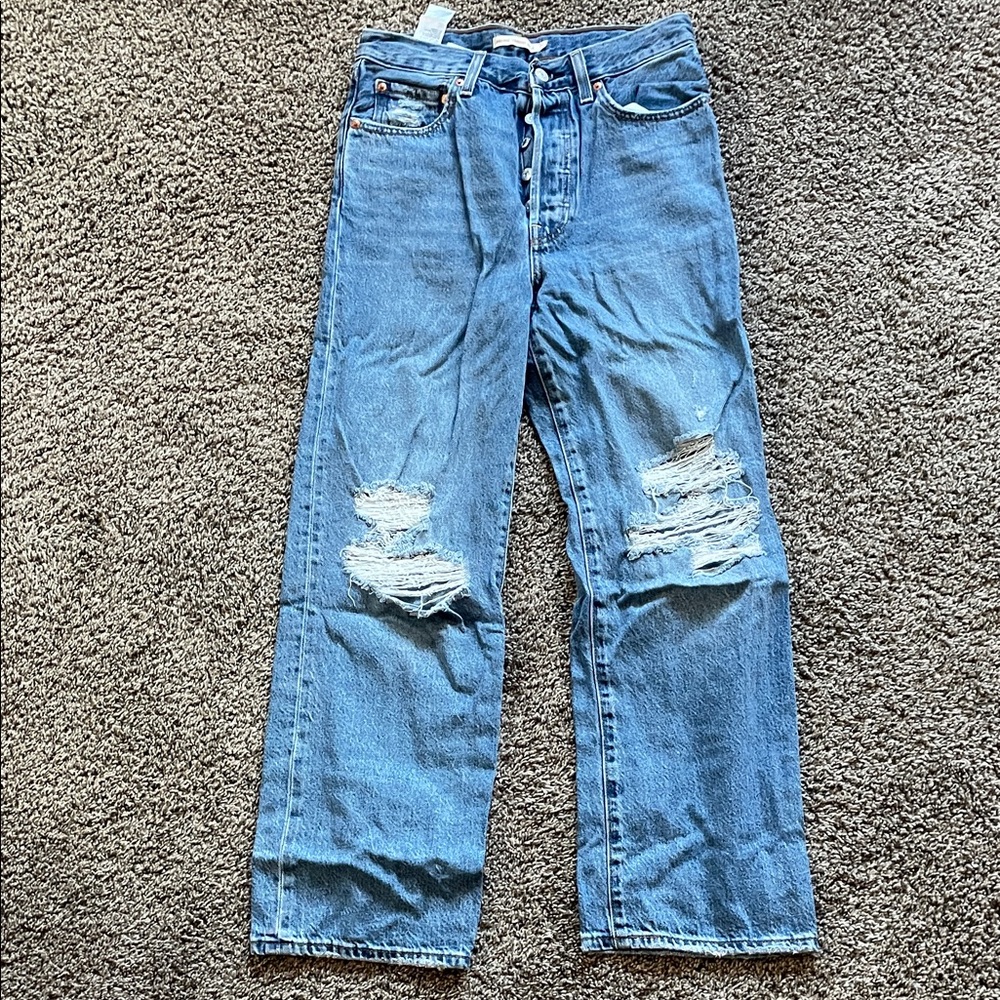 Levi's Men's Straight Blue Ripped Jeans